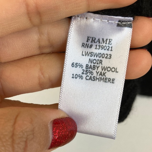 Frame Denim Cashmere Baby Wool Yak Sweater Tee Black Crew Neck Small - Picture 7 of 8